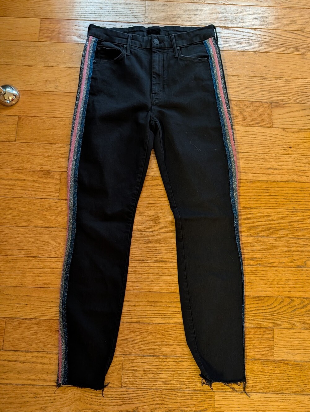 MOTHER Denim The Ankle Looker Glitter Racer Skinny Jeans Y2K 2000 Aesthetic Vtg